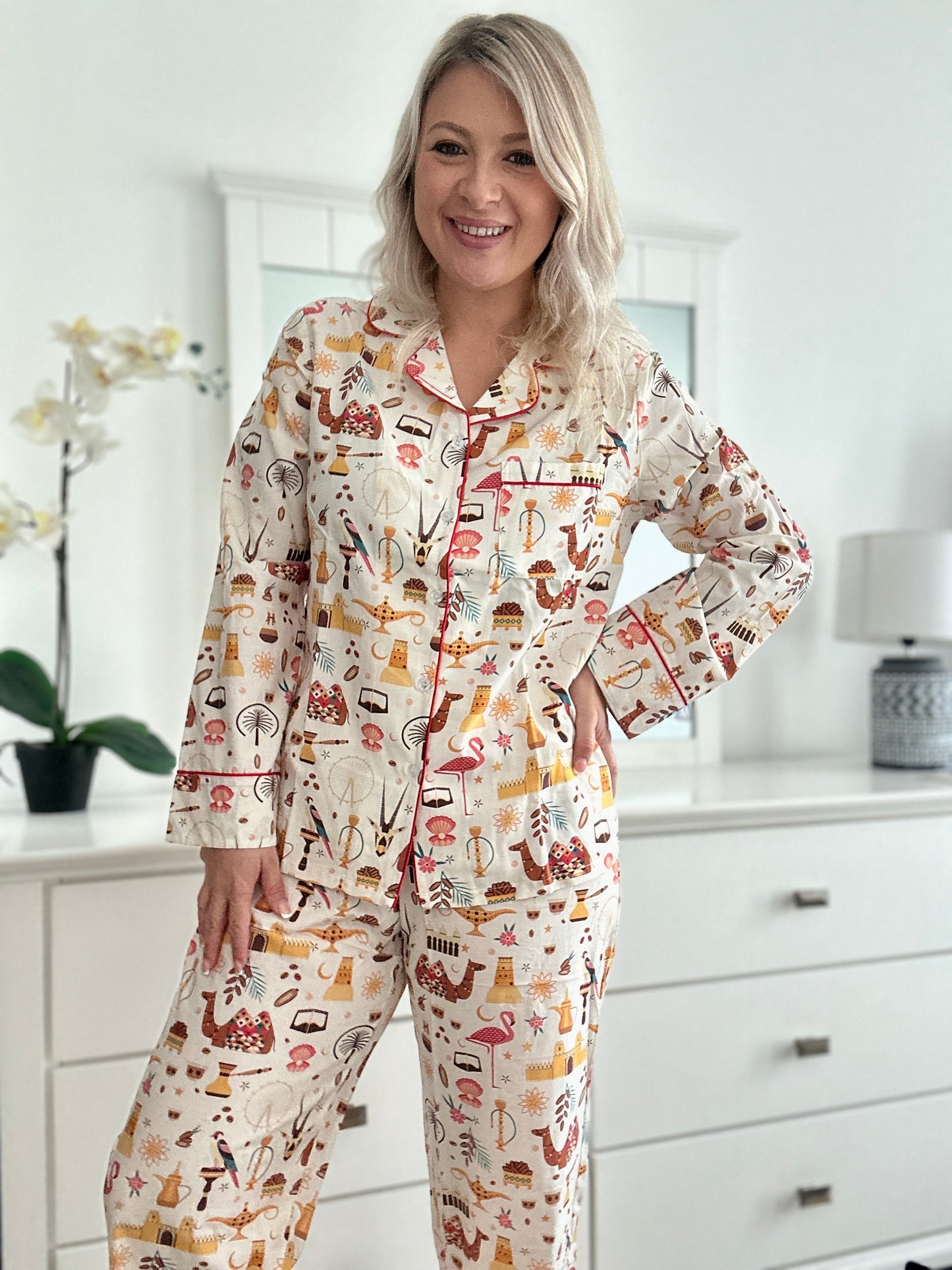 Cotton 'Desert Luxe' Pyjama set with elastic bottoms - LONG set