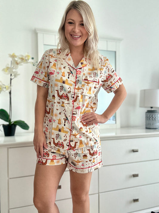 Cotton 'Desert Luxe' Pyjama set with elastic bottoms - SHORT set