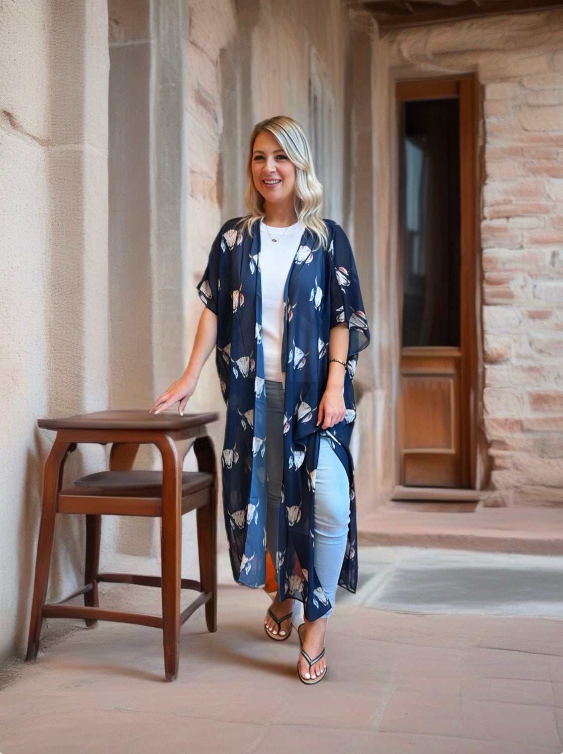 Navy Skulls Kimono – 3 Lengths