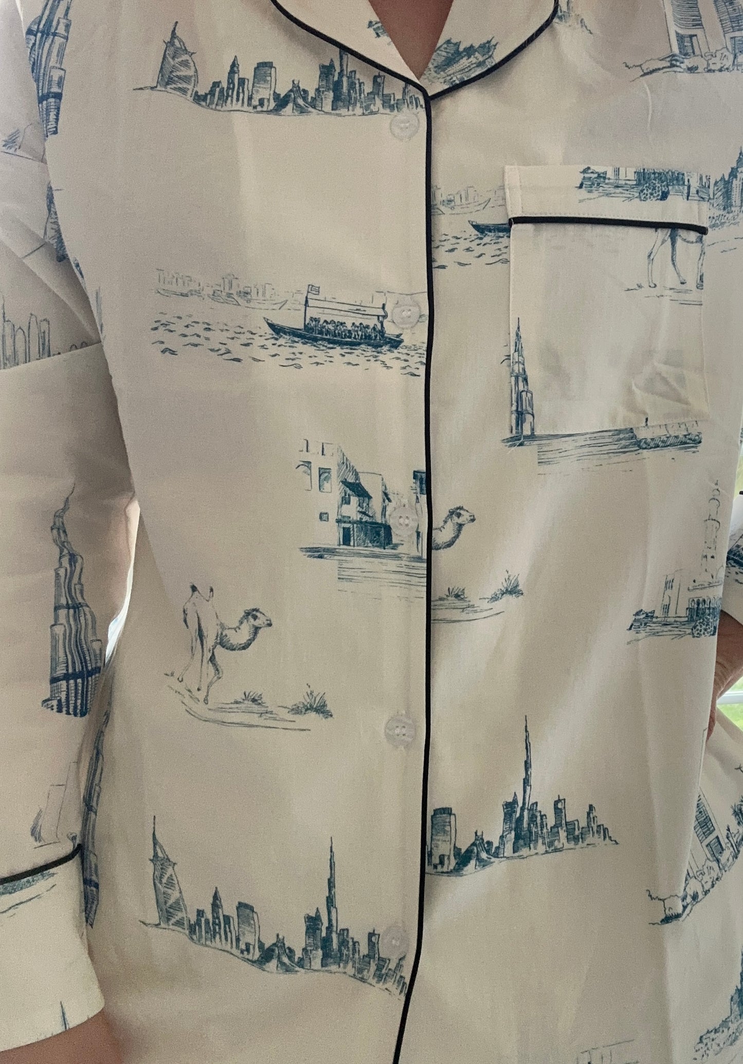 UAE landmarks Print Pyjama set with elastic bottoms - LONG set