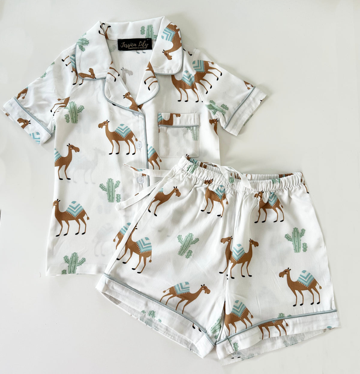 Cotton Camel Pyjama set with elastic bottoms - Short set