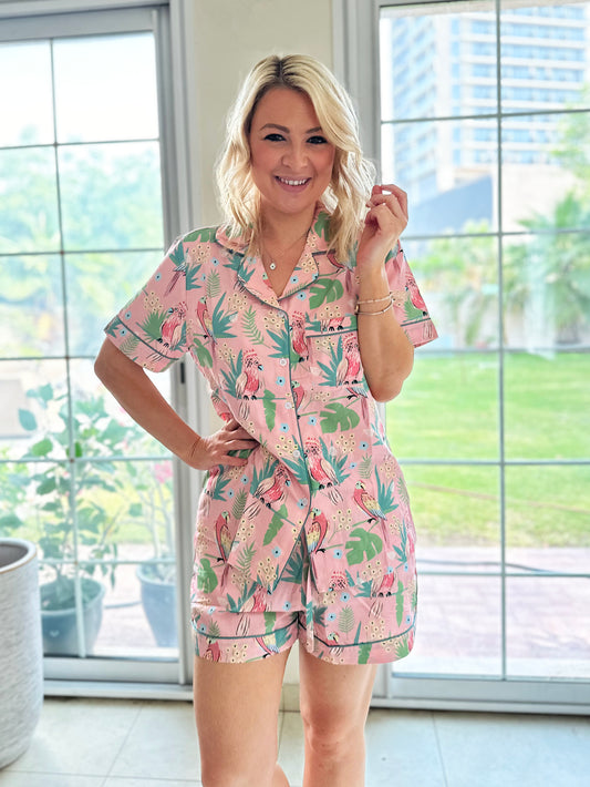 Parrot Pyjama set with elastic bottoms - SHORT set