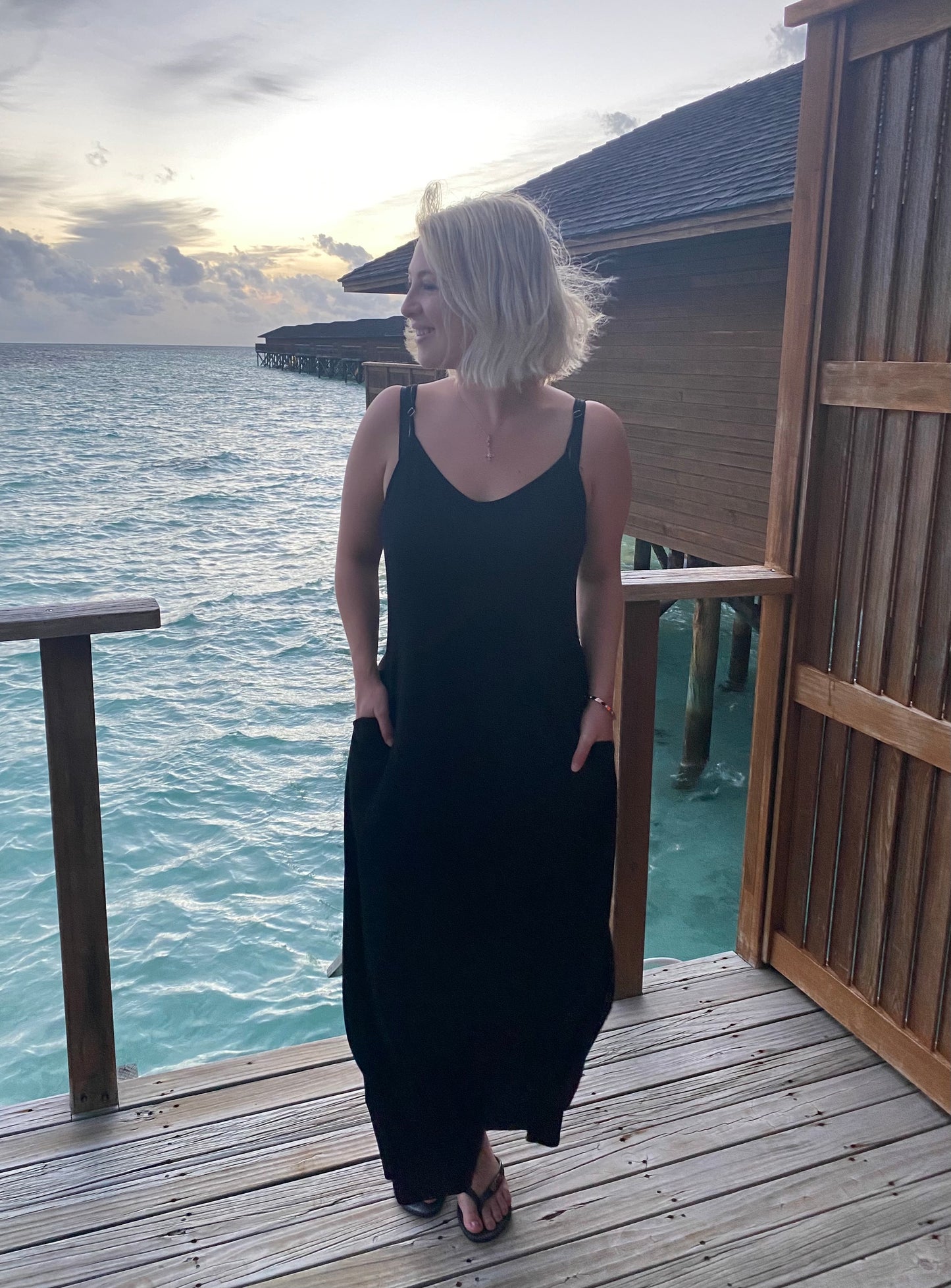 The Essential Maxi Dress in Black, with pockets