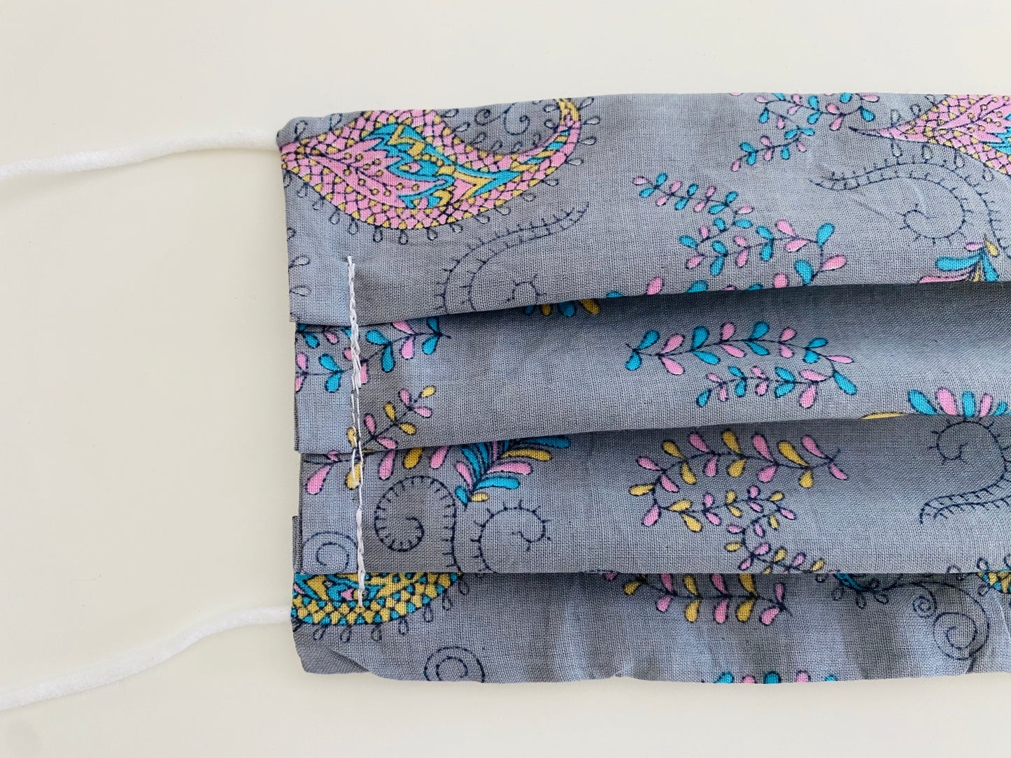 Grey paisley re- usable adjustable face cover / mask