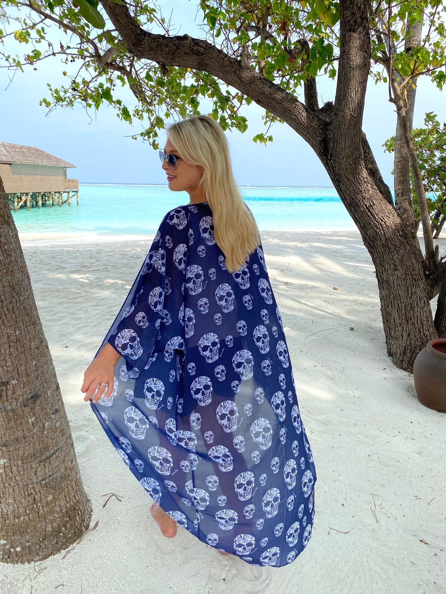 Navy and white skull Kimono – 2 Lengths