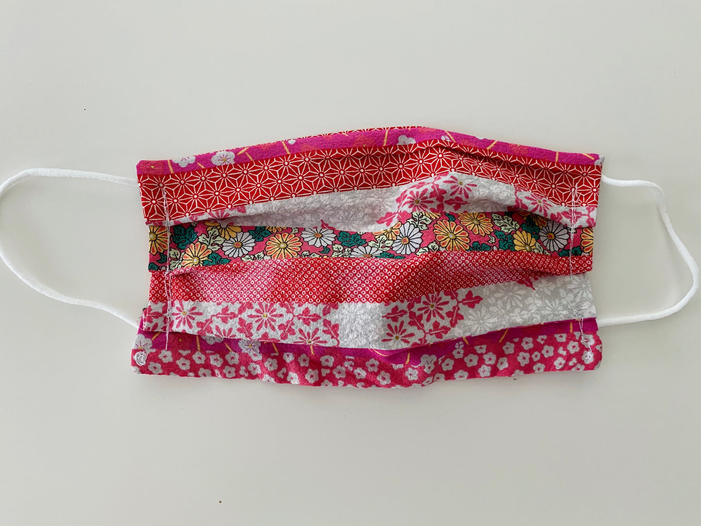 Pink Japanese Handmade re- usable adjustable face cover / mask