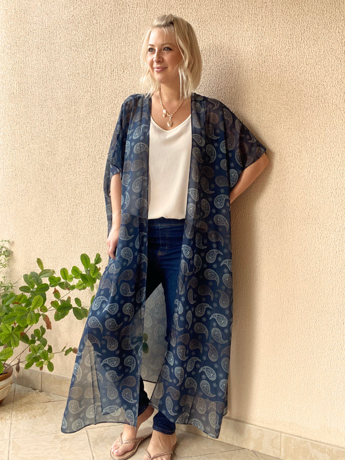 Navy Paisley kimono - 3 lengths